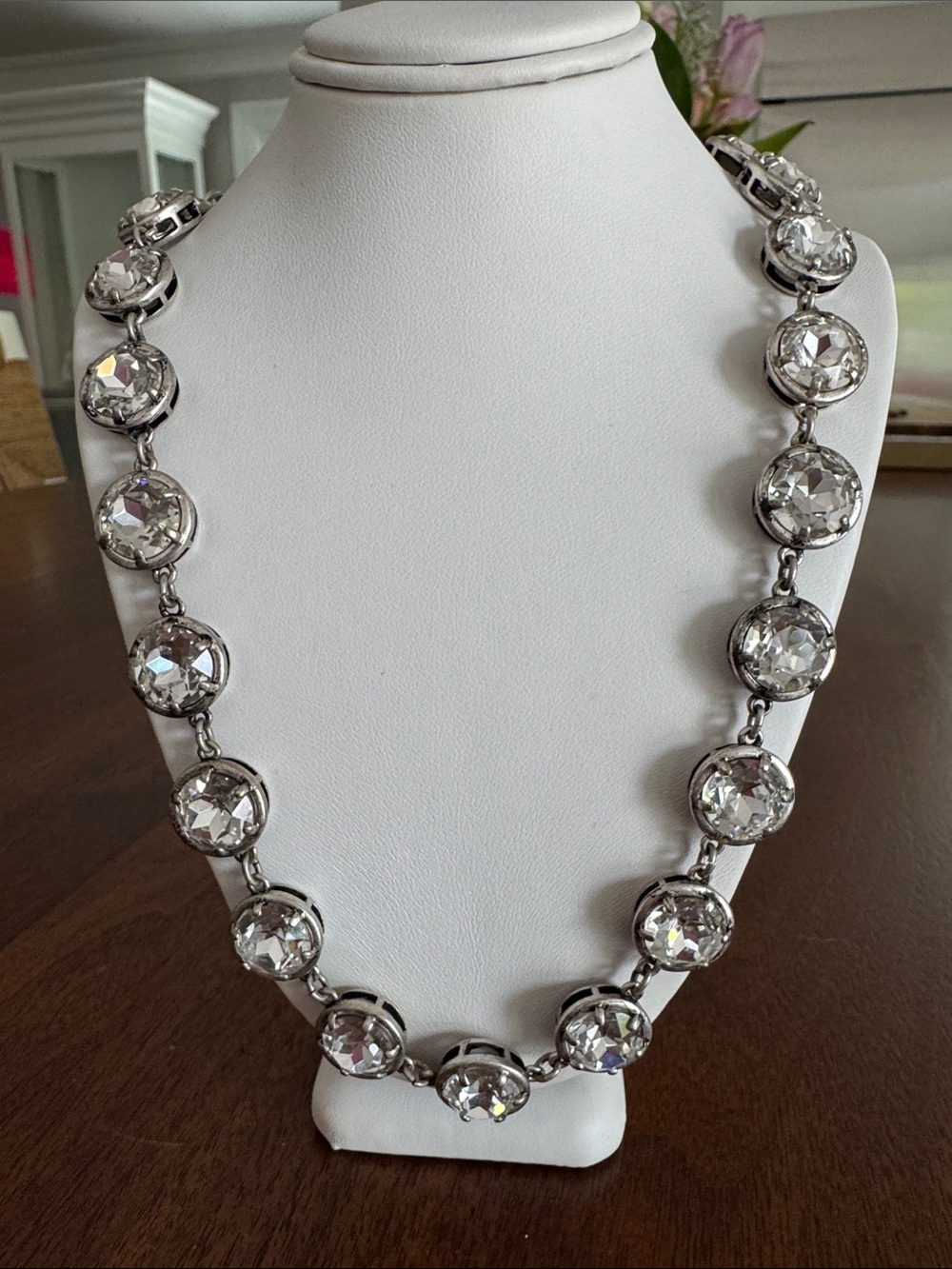 J. Crew Clear Crystal Link Necklace in Silver
